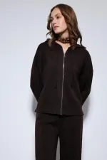 Ensemble pull à capuche et pantalon large en maille Antioch Coffee