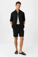 Chemise décontractée pour homme Antioch en lin mélangé noir