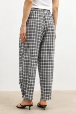 Pantalon à carreaux Antioch gris à ourlet ajustable pour femme