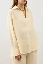 Antioch Sarı Dökümlü Oversize Kadın Gömlek