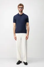 Polo homme Antioch Navy en maille texturée