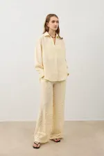 Antioch Sarı Dökümlü Oversize Kadın Gömlek