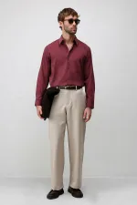 Antioch Burgundy Modal Blend Textured Men's Shirt