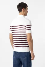 T-shirt à col polo rayé Antioch rouge bordeaux et écru pour homme
