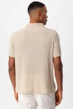 Antioch Bej Slim Fit Polo Yaka Erkek T-Shirt