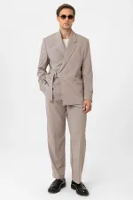 Antioch Bej Kuşaklı Relax Fit Erkek Blazer Ceket