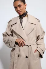Antioch Beige Oversize Belted Coat