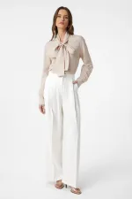 Antioch Beige Collar Women's Shirt with Scarf