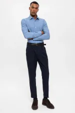 Antioch Lacivert Kemerli Double Paça Pantolon