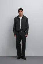 Antioch Antrasit Relax Fit Baggy Pilili Erkek Pantolon