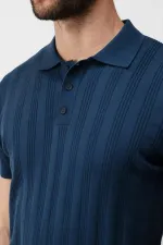 Polo homme Antioch Indigo en maille texturée