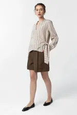 Chemise kimono drapée beige Antioch pour femme