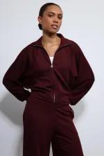 Antioch Bordo Geniş Paça Çizgili Eşofman Takım