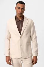 Antioch Ekru Astarsız Torba Cepli Erkek Blazer Ceket Antioch Ekru Astarsız Torba Cepli Erkek Blazer Ceket