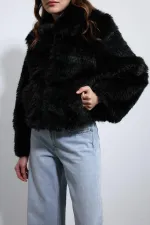 Antioch Siyah Peluş Görünümlü Mont