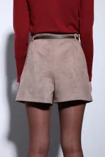 Short plissé pour femme Antioch en daim effet vison