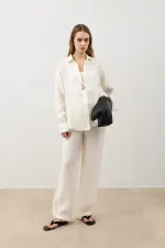 Antioch Ekru Ayarlanabilir Paça Dökümlü Kadın Pantolon