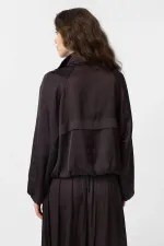 Antioch Kahve Dik Yaka İnce Kadın Bomber Ceket