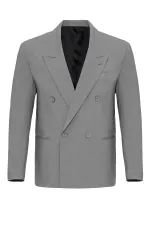 Antioch Grey Single Button Double-Breasted Men's Blazer Jacket