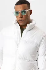 Antioch Beyaz Dik Yaka Kauçuk Şişme Mont