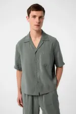 Antioch Khaki Apache Collar Modal Fabric Men's Shirt