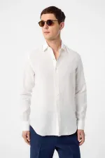 Chemise homme Antioch Ecru 100% lin coupe confort