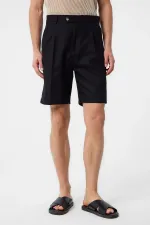 Short plissé taille haute noir Antioch pour homme