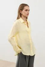 Chemise drapée en mousseline jaune Antioch pour femme