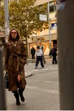 Antioch Kahve Kruvaze Süet Görünümlü Premium Kadın Trençkot