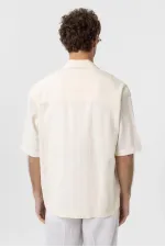 Chemise à manches courtes pour homme Antioch en coton jacquard texturé écru