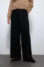 Antioch Siyah Bel Lastikli Pileli Kadın Pantolon