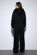 Antioch Siyah Kapüşonlu Sweatshirt Kadın Eşofman Takım