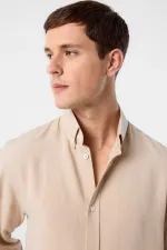 Chemise homme Antioch Stone en lin mélangé à col boutonné