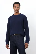 Pull en maille bleu marine Antioch pour homme