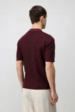 T-shirt en maille zippé Antioch Bordo Comfort Slim pour homme
