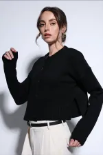 Pull en maille Antioch noir fendu pour femme