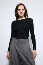 T-shirt basique noir à manches longues Antioch