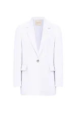 Antioch Beyaz 100% Keten Kadın Blazer Ceket