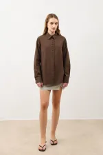 Antioch Coffee Button Detail Poplin Shirt