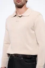 Pull basique pour homme Antioch beige à col polo