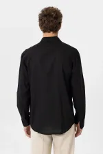 Antioch Siyah Relax Fit Liyosel Kumaş Erkek Gömlek