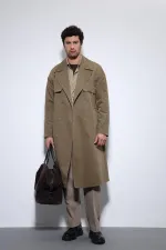 Trench-coat croisé Antioch kaki clair avec ceinture
