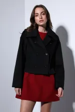 Antioch Black Double-Breasted Women's Short Coat