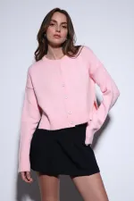 Antioch Pudra Yırtmaçlı Örgü Triko Kadın Kazak