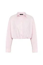 Chemise courte en popeline rose Antioch pour femme