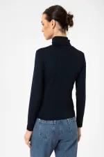 Antioch Lacivert Kadın Boğazlı Triko Kazak