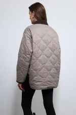 Antioch Bej Kontrast Yaka Desenli Mont