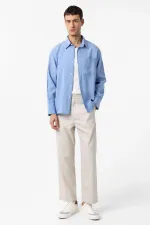 Antioch Mavi Modal Kumaş Relax Fit Erkek Gömlek