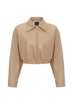 Veste courte en similicuir beige Antioch pour femme