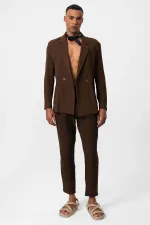 Antioch Coffee Double-Breasted Unlined Men's Blazer Jacket